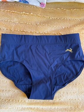 Tracksmith Navy Blue Athletic Shorts with Gold Logo
